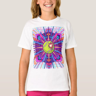 Abstracte geometrische Padel-bal sportillustratie T-shirt