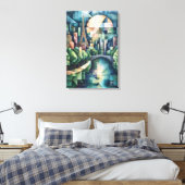 Abstracte geometrische Parijse skyline met Eiffelt Canvas Afdruk (Insitu (Slaapkamer))