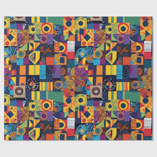 Abstracte geometrische patchwork Afro-Amerikaanse  Cadeaupapier (Vlak)