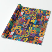 Abstracte geometrische patchwork Afro-Amerikaanse Cadeaupapier (Uitgerold)