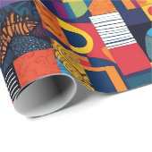 Abstracte geometrische patchwork Afro-Amerikaanse Cadeaupapier (Rol Hoek)