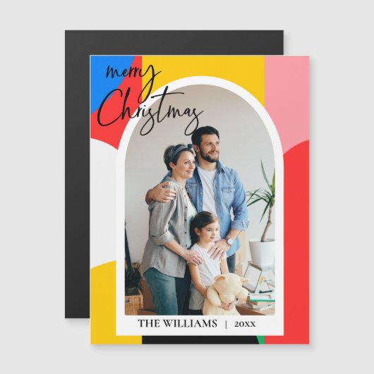 Abstracte geometrische patroonfoto Vrolijk kerstfe (Voorkant / Achterkant)