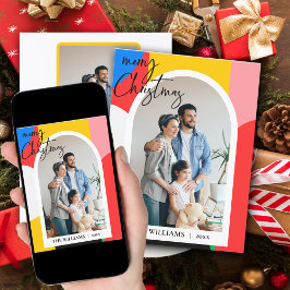 Abstracte geometrische patroonfoto Vrolijk kerstfe Feestdagenkaart