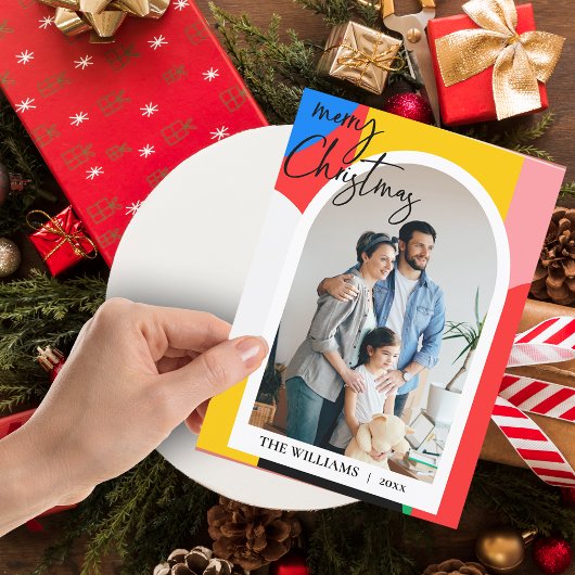 Abstracte geometrische patroonfoto Vrolijk kerstfe Feestdagenkaart