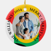 Abstracte geometrische patroonfoto Vrolijk kerstfe Keramisch Ornament (Achterkant)