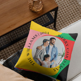 Abstracte geometrische patroonfoto Vrolijk kerstfe Kussen