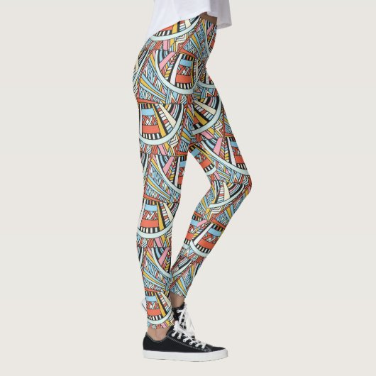 Abstracte geometrische patroonleggings leggings (Rechts)