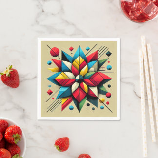 Abstracte geometrische Pop Art Poinsettia Découpag Servet