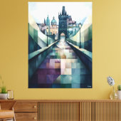 Abstracte geometrische Praag Skyline Charles Bridg Canvas Afdruk (Insitu (Woonkamer))