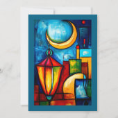 Abstracte geometrische ramadanlantaarn en halve ma kaart (Voorkant)