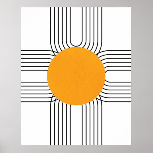 Abstracte geometrische regenboog, zon minimalistis poster