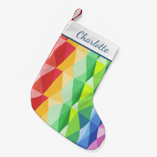 Abstracte geometrische regenboogprisma gepersonali kleine kerstsok