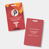 Abstracte geometrische Registered Nurse-foto-ID Badge (Voor- en achterkant)