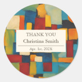 Abstracte geometrische retro pensionering dank u ronde sticker (Voorkant)