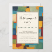 Abstracte geometrische retro speelse pensioenparti kaart (Voorkant)