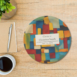 Abstracte geometrische retro speelse pensioenparti papieren bordje