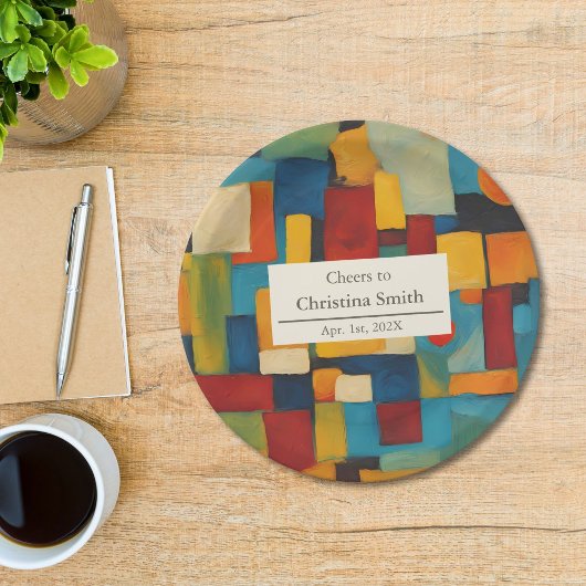Abstracte geometrische retro speelse pensioenparti papieren bordje