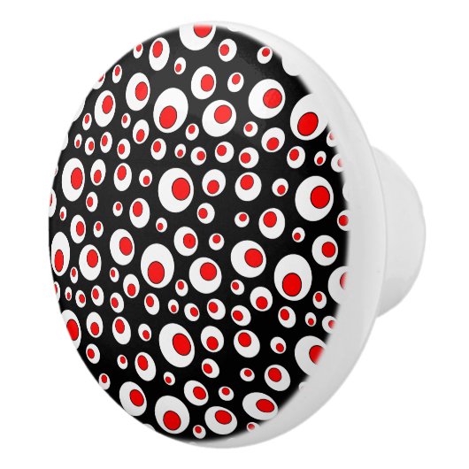 Abstracte Geometrische rode witte bloedcirkels Keramische Knop (Rechts)