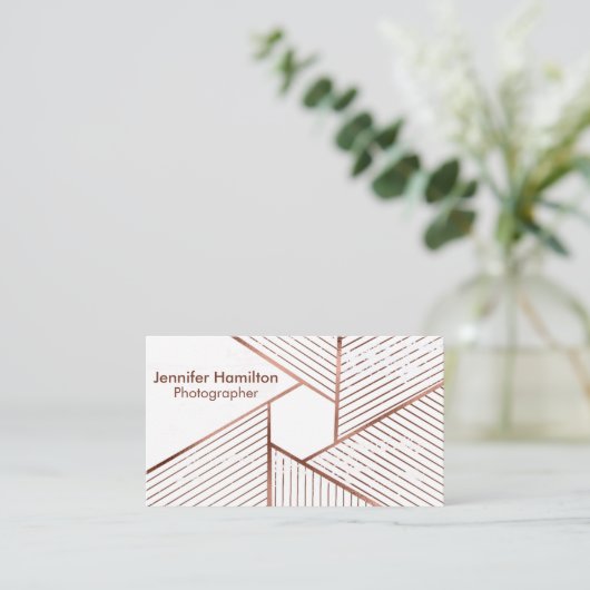 Abstracte Geometrische Roos Gold Foil fotograaf Visitekaartje (Staand voorkant)