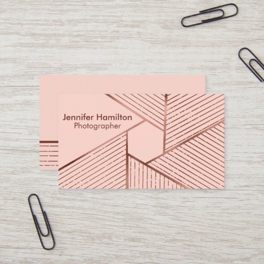 Abstracte Geometrische Roos Gold Foil fotograaf Visitekaartje (Voorkant / Achterkant in situ)