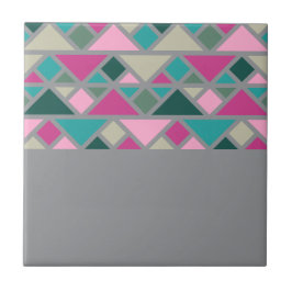 Abstracte geometrische roze fuchsia turquoise grij tegeltje
