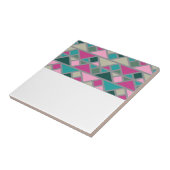 Abstracte geometrische roze fuchsia turquoise grij tegeltje (Zijkant)