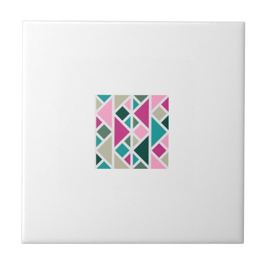 Abstracte geometrische roze Fuchsia turquoise Tegeltje (Voorkant)