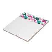 Abstracte geometrische roze Fuchsia turquoise Tegeltje (Zijkant)
