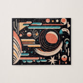 Abstracte geometrische ruimteplaneet.  kosmos legpuzzel (Horizontaal)