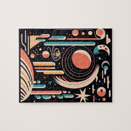 Abstracte geometrische ruimteplaneet.  kosmos legpuzzel (Horizontaal)