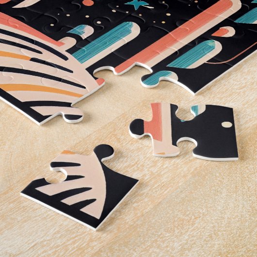 Abstracte geometrische ruimteplaneet.  kosmos legpuzzel (Zijkant)