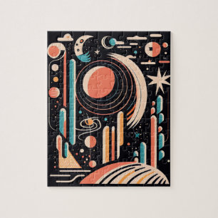 Abstracte geometrische ruimteplaneet.  kosmos legpuzzel