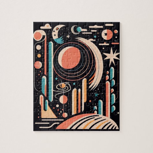 Abstracte geometrische ruimteplaneet.  kosmos legpuzzel (Verticaal)