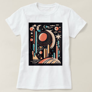 Abstracte geometrische ruimteplaneet.  kosmos t-shirt