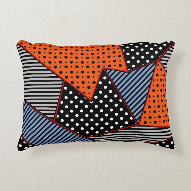 Abstracte geometrische samenstelling: Oranje blauw Accent Kussen (Voorkant)