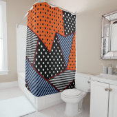 Abstracte geometrische samenstelling: Oranje blauw Douchegordijn (In situ)