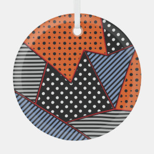 Abstracte geometrische samenstelling: Oranje blauw Glas Ornament
