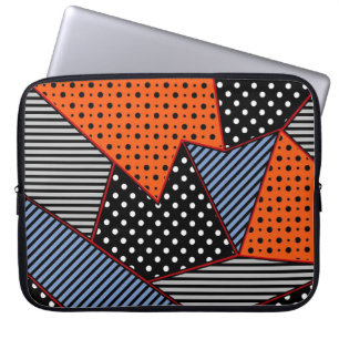 Abstracte geometrische samenstelling: Oranje blauw Laptop Sleeve