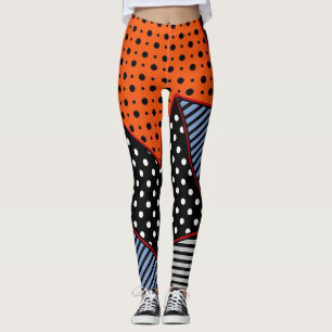 Abstracte geometrische samenstelling: Oranje blauw Leggings