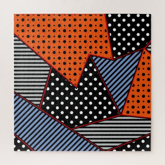 Abstracte geometrische samenstelling: Oranje blauw Legpuzzel (Verticaal)