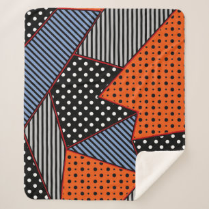 Abstracte geometrische samenstelling: Oranje blauw Sherpa Deken