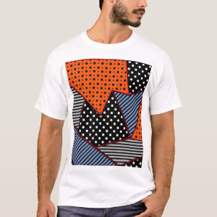 Abstracte geometrische samenstelling: Oranje blauw T-shirt