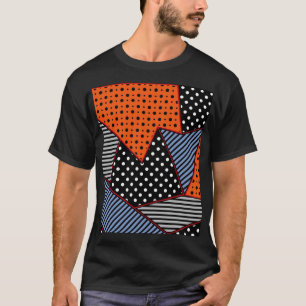 Abstracte geometrische samenstelling: Oranje blauw T-shirt