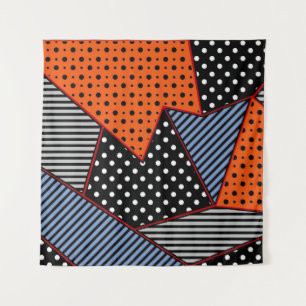 Abstracte geometrische samenstelling: Oranje blauw Wandkleed