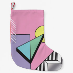 Abstracte geometrische samenstellingsachtergrond i kleine kerstsok