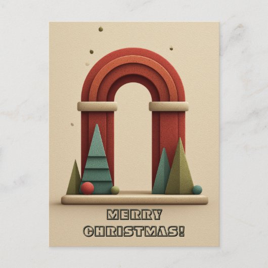 Abstracte geometrische scène met kerstbomen briefkaart (Voorkant)