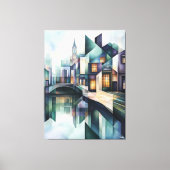 Abstracte geometrische skyline van Amsterdam met C Canvas Afdruk (Voorkant)