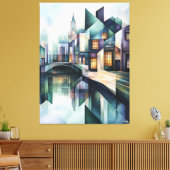 Abstracte geometrische skyline van Amsterdam met C Canvas Afdruk (Insitu (Woonkamer))