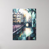 Abstracte geometrische skyline van Amsterdam met C Canvas Afdruk (Voorkant)