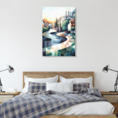 Abstracte geometrische skyline van Barcelona Canvas Afdruk (Insitu (Slaapkamer))